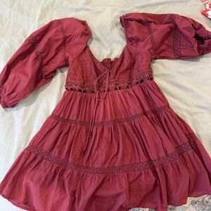 Free people garnet red boho mini dress